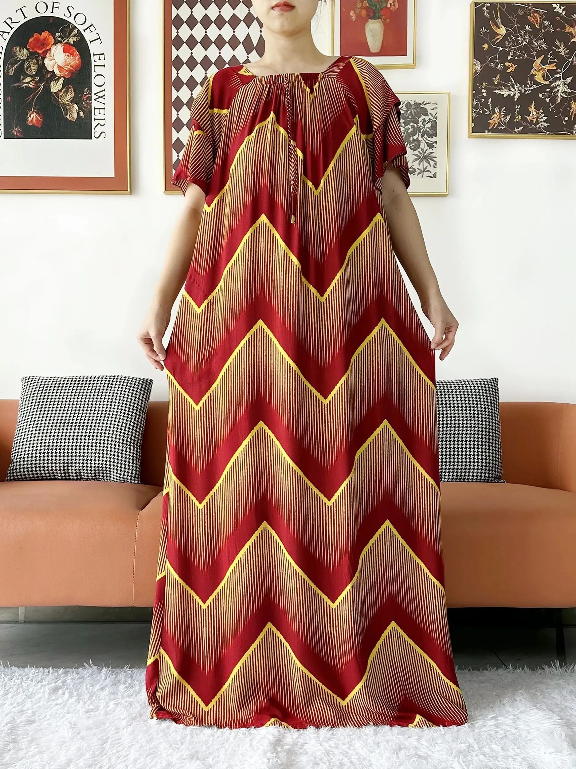 2024 New Muslim Dubai Abaay Women Cotton Dress With Big Scarf For Women Maxi Summer Short Sleeve Loose African Abaya Clothing.