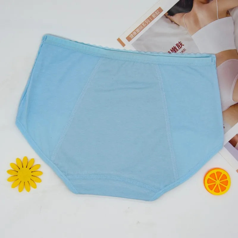 3 Pcs Women's Cotton Briefs Menstruation Underwear Leak Proof Sanitary  With Menstrual Bamboo Fancy Low Waist Slimming Panties.