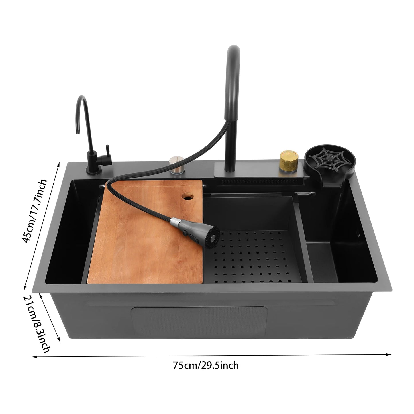 Küchenspüle, Haushaltsspülbecken-Set, obere Montage oder Unterputz-Spüle aus Edelstahl, rostbeständiges Küchenspüle zum Waschen und Reinigen