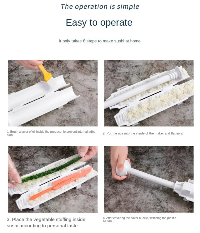 DIY Cylinder Sushi Making Machine Quick Sushi Bazooka Japanese Rolled Rice Meat Mold Rice Ball Mold  Kitchen Bento Accessories.