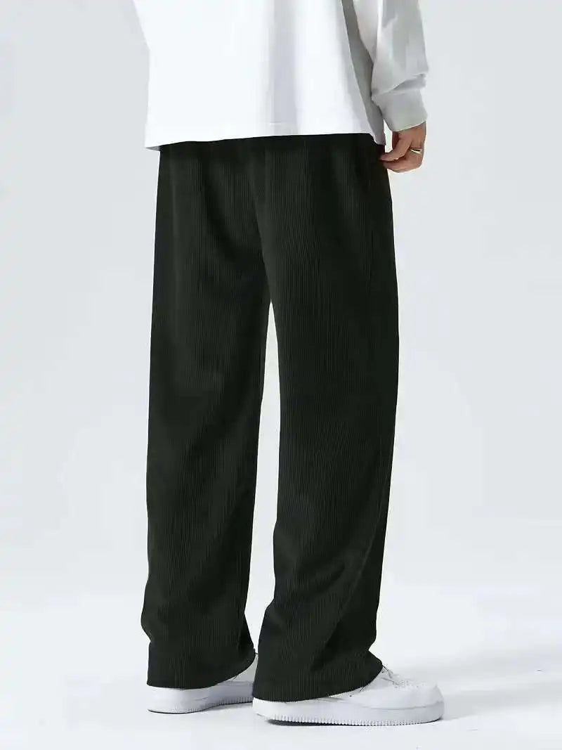 Men's corduroy loose European size hanging multi-functional casual straight leg pants, suitable for daily travel.