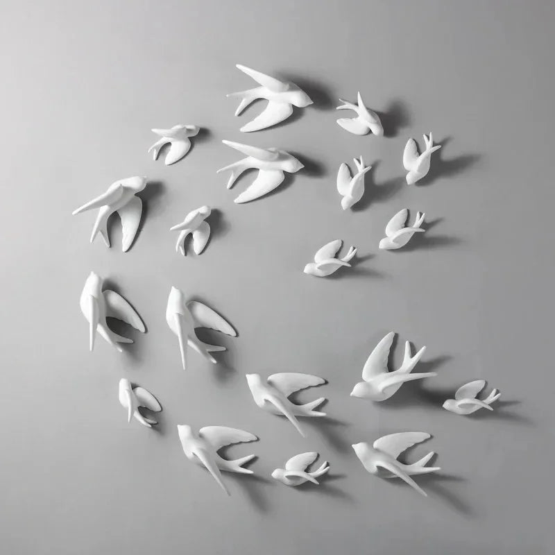 Ceramic Swallows Sparrow 3D Simple Ceramic Birds Murals Wall Hanging Decorations Crafts Home Ornaments Home Wall Sculptures RE.