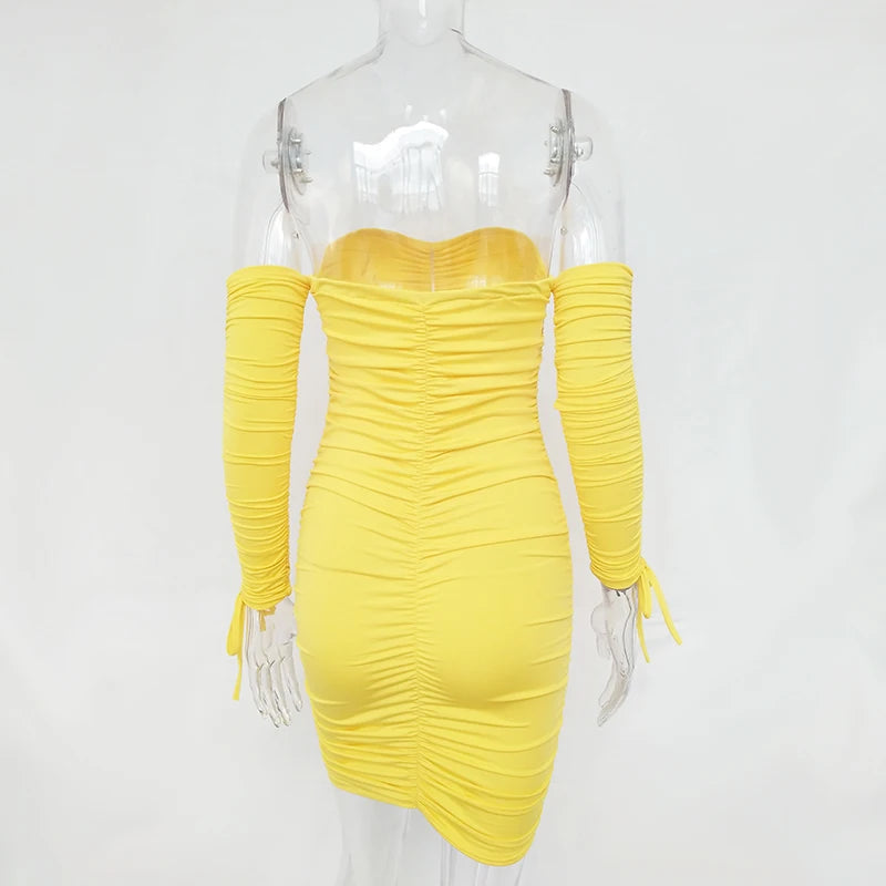 Arctic Cat Frauen Herbst Winter Verband Kleid Frauen 2022 Sexy Off Schulter Lange Hülse Dünne Elastische Bodycon Party Kleider Vestidos