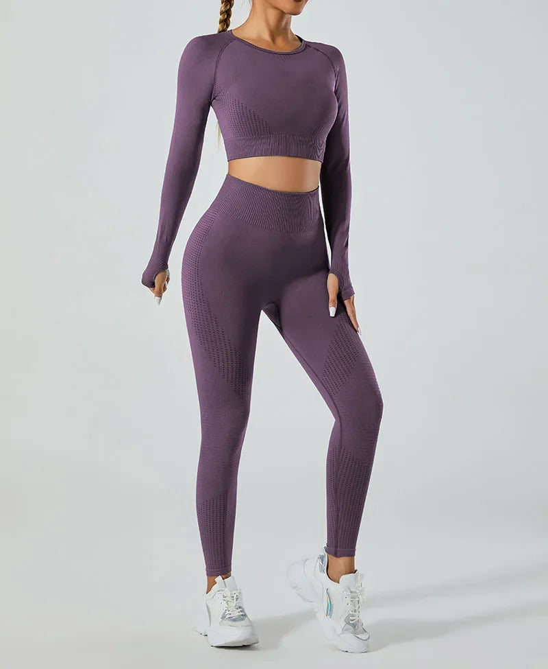 In-stock Women's Yoga Suit Five-piece Set Seamless Fitness Wear For Running Sports Top Leggings From Mainland China