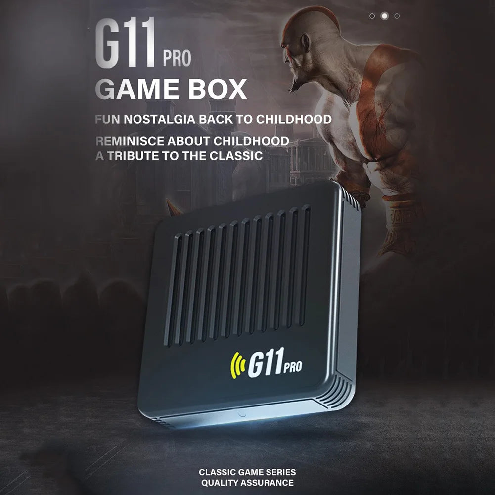 G11 Pro Retro Game Box 10000+ Built-in Classic Games HD Video Console Support Wireless Controllers for Retro Gaming Enthusiasts.
