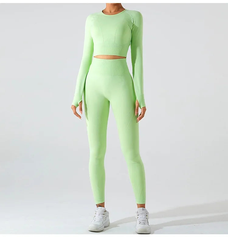 Women's Seamless Long Sleeve Top Yoga Shirts Running T-Shirt Workout Running Fitness Gym Sports Top Training Crop Top Solidcolor.