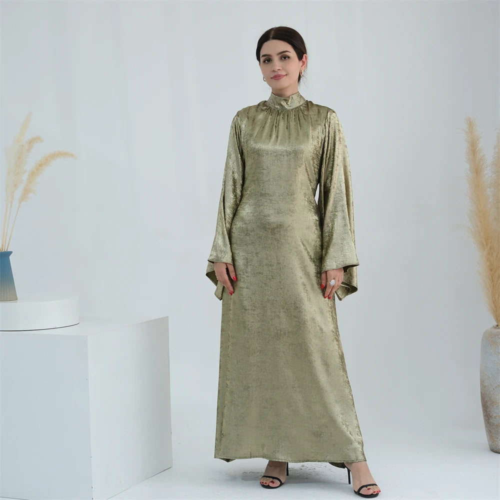 Ramadan Satin Shimmer Abaya Damen Dubai Luxury Islam Muslim Kaftan Dresses Kebaya Abayas For Women Robe Musulmane Femme Vestidos.