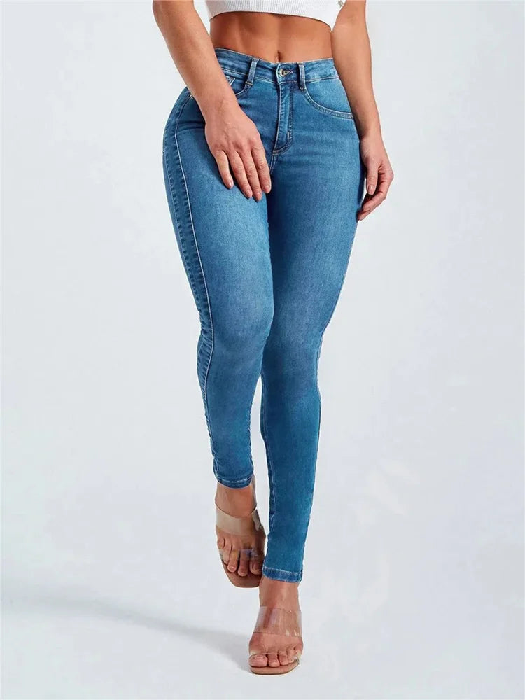 Women High Waist Stretch Skinny Hips Wrap Jeans Lady Slim Fit Classic Narrow Leg Denim Pencil Pants Y2k High Street Trousers.