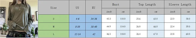 Y2k Teen Striped Long Sleeve T-Shirts Fairy Grunge Print Baggy Tops Vintage Harajuku 2000s E-Girl Shirts Vintage Streetwear.