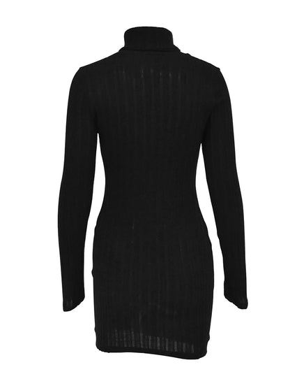 Neue Feste Kleid Frauen Elegante Party Herbst Winter Rollkragen Mit Langen Ärmeln Sexy Mantel Mini Kleider Bodycon Club Gestrickte Kleid.