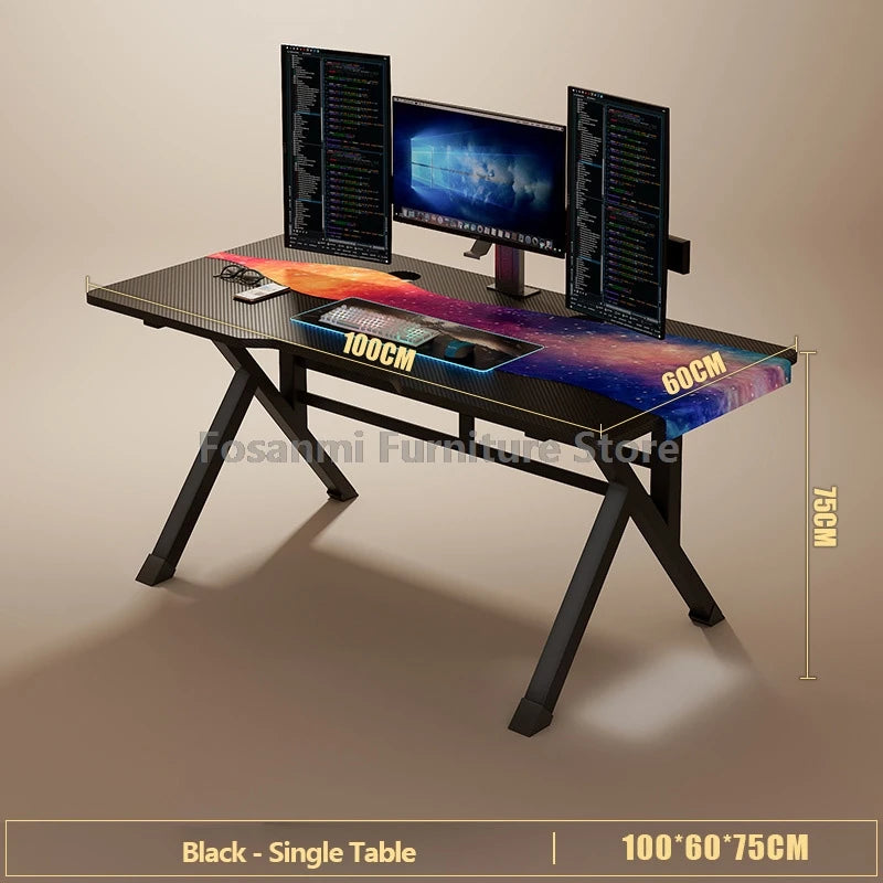 Ergonomischer Gaming-Schreibtisch aus Premium-Kohlefaser, stabile K-Typ-Stahlfüße, Heim-Zimmer-Schreibtisch, Gamer-Tisch, hochwertiger, stabiler Bürotisch