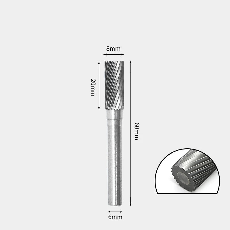 Hartmetallfräser, Wolframstahl-Schleifkopf, zylindrisch 6 mm, AE AX AX Metallfräser