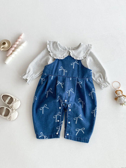 Baby Kleidung Herbst Neue Set, Kinder Koreanische Denim Overalls Zwei-stück Set, Ein Jahr Altes Baby Herbst Outfit.