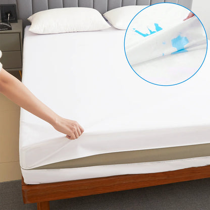 Waterproof Mattress Protector with Zipper Soft & Breathable Noiseless Mattress Cover for Single or Double Bed, Queen/King Size.