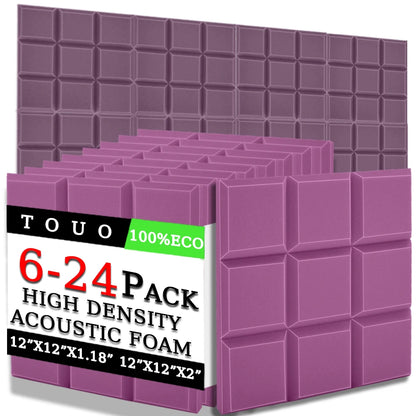 TOUO 6/12/24 Pcs Beveled Edge 9 Block Tiles Acoustic Foam Flame Retardant Soundproof Material Drum Room Acoustic Treatment