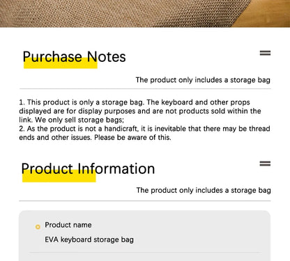 Dustproof Water-Resistant Mechanical Keyboard Case Storage Bag - EVA Hard Shell Fits 61/68/75%/TKL/98%/Full-Size Keyboards.