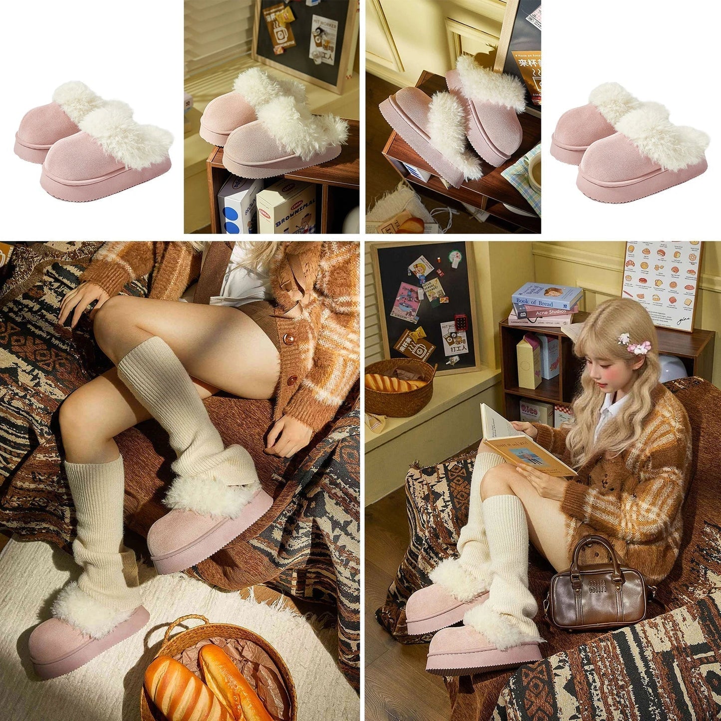 Eyriphy, Größe: 36-37 bis 46-47, Winter-Baumwollschuhe/ Pelzig/ Plateauschuhe/ Damenschuhe/ Hausschuhe Herren/ Baumwollhausschuhe Damen.