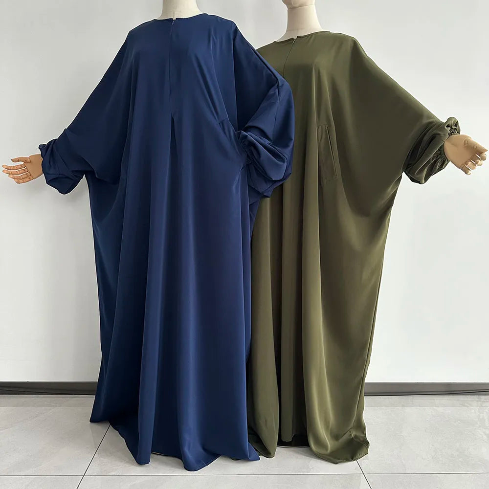 Butterfly Abaya with Pockets Front Zipper Breastfeeding Friendly Eid Ramadan Islamic Muslim Women Modest Dress Prayer Nida Abaya.