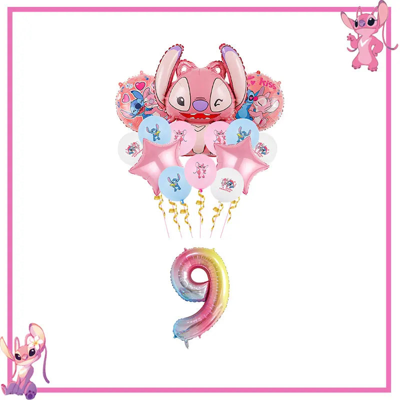 Disney Rosa Stich Geburtstag Party Dekorationen Geschirr Set Tischdecke Hintergrund Banner Für Kinder Geburtstag Dekorationen Lieferungen