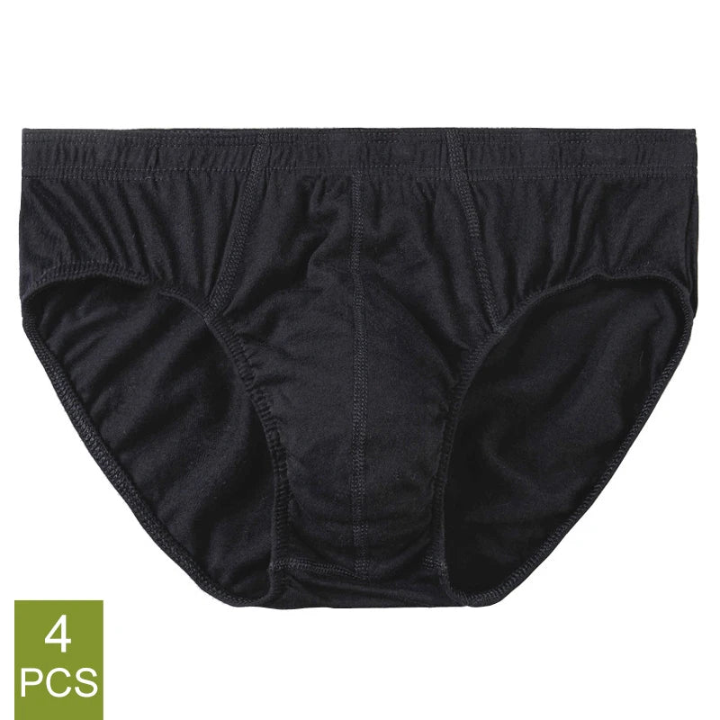 4 Pcs/Lot Men's 100% Cotton Breathable Briefs Comfortable Male Underwear Lingerie Panties Underpants Plue Size Xl -5Xl.