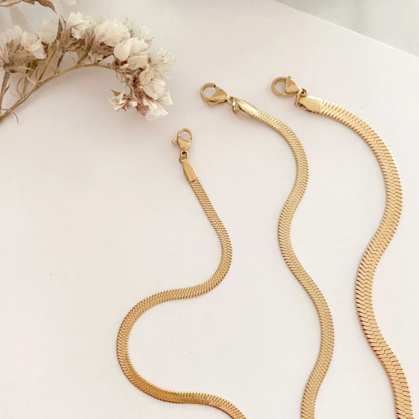 Stainless Steel 16/18cm Classic Snake Gold Color Width 2.5/3/4MM Chain Bracelet For Women Mariasz Minimalist Jewelry Gift.