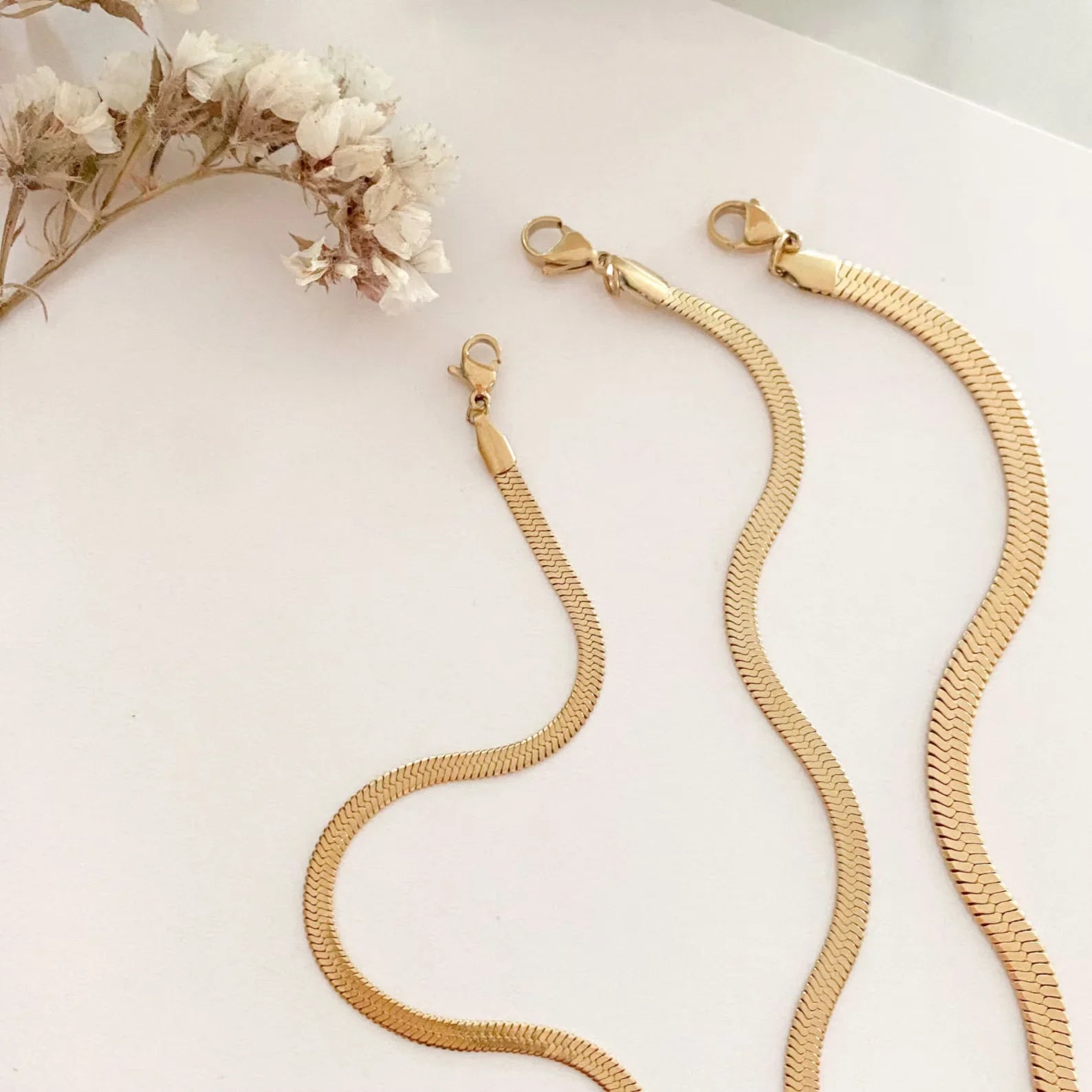 Stainless Steel 16/18cm Classic Snake Gold Color Width 2.5/3/4MM Chain Bracelet For Women Mariasz Minimalist Jewelry Gift.