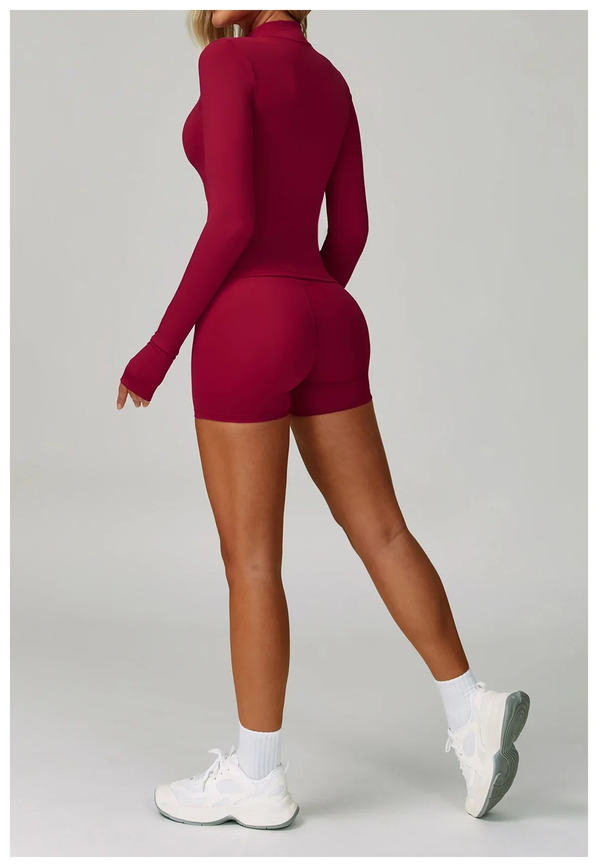 Yoga Shorts Set Women Sports Bra Long Sleeve Zipper Jacket Tight Fitting Pants Fitness Suit Outdoor Running 2PCS Workout Clothes.