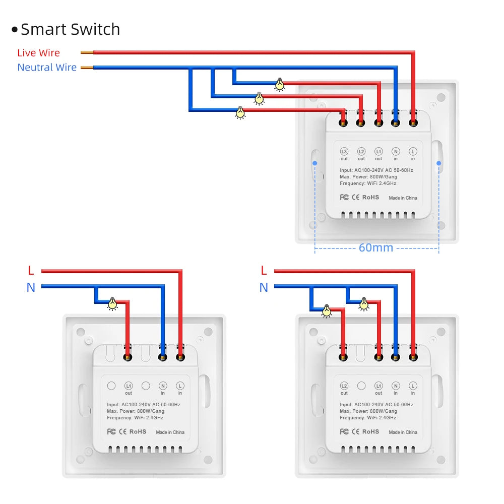 AVATTO Tuya WiFi Smart Lichtschalter/Vorhangschalter, Multi-Frame-Kombinationslichter und Vorhangschalter unterstützen Alexa Google Home.