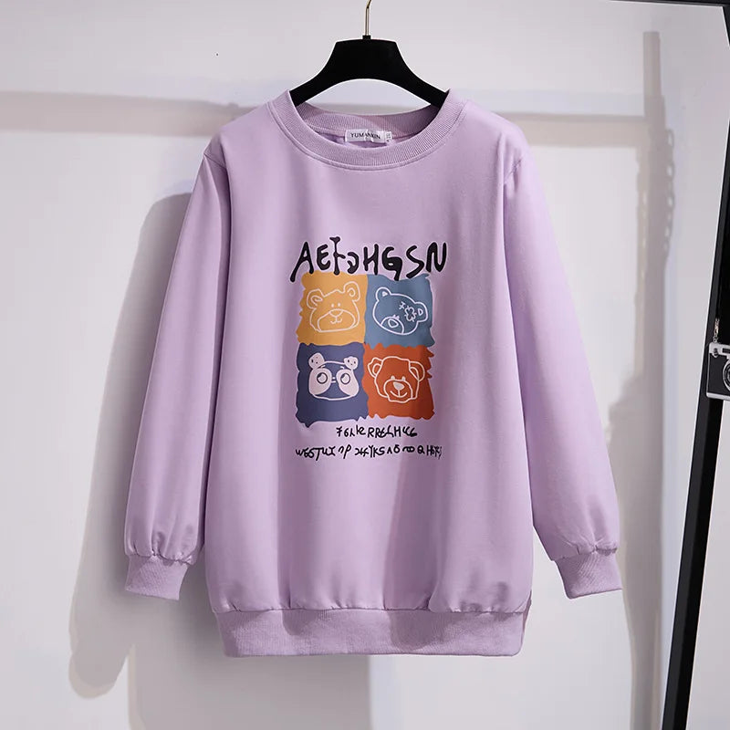 175Kg Plus Größe frauen Fehlschlag 170 Frühling Herbst Neue Lose Rundhals Cartoon Sweatshirt 6XL 7XL 8XL 9XL 10XL 11XL 6 Farben.