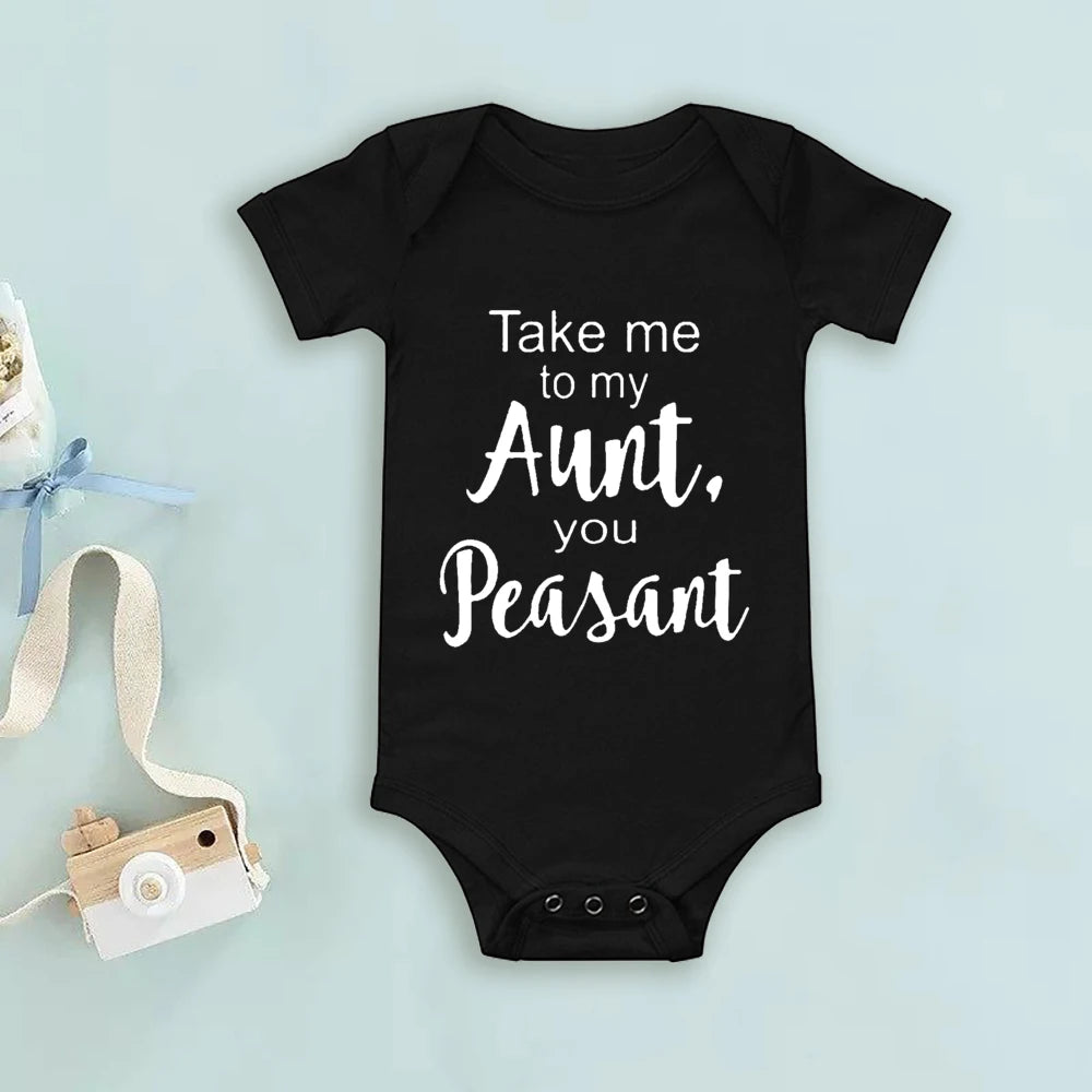 Take Me To My Tante You Baby-Body mit Bauernmuster, kurzärmelig, für Neugeborene, lockerer Komfort-Strampler, bestes Geschenk für Babys.