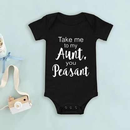 Take Me To My Tante You Baby-Body mit Bauernmuster, kurzärmelig, für Neugeborene, lockerer Komfort-Strampler, bestes Geschenk für Babys.