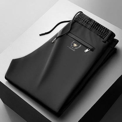 10XL Big Size Men's Summer Casual Pants Straight Fit Elastic Waist Trouser Male Classic Office Plus Large Stretch Zipper Pocket.