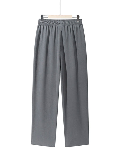 Summer Men's Straight Trousers Casual Solid Color Breathable Drawstring Long Pants Sweatpants Streetwear Men Baggy Pants.