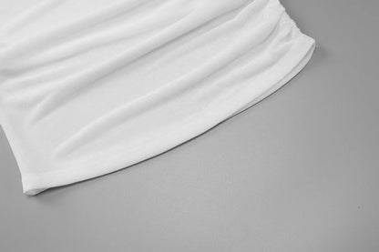 Talenza Sexy One Shoulder Tops Womens Summer Fashion Hot Girls Backless Pleated Slim T-Shirt Casual Office Lady Party Tops Women.