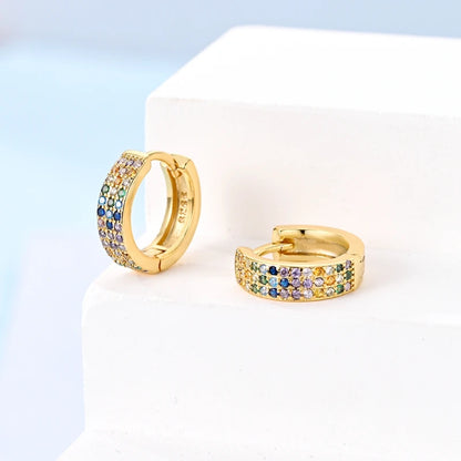 Yellow Gold Starlight Hoop Earrings For Girl Sparkling Classic Snakebone Multi-loop Earrings Star Moon 925 Silver Women Earring