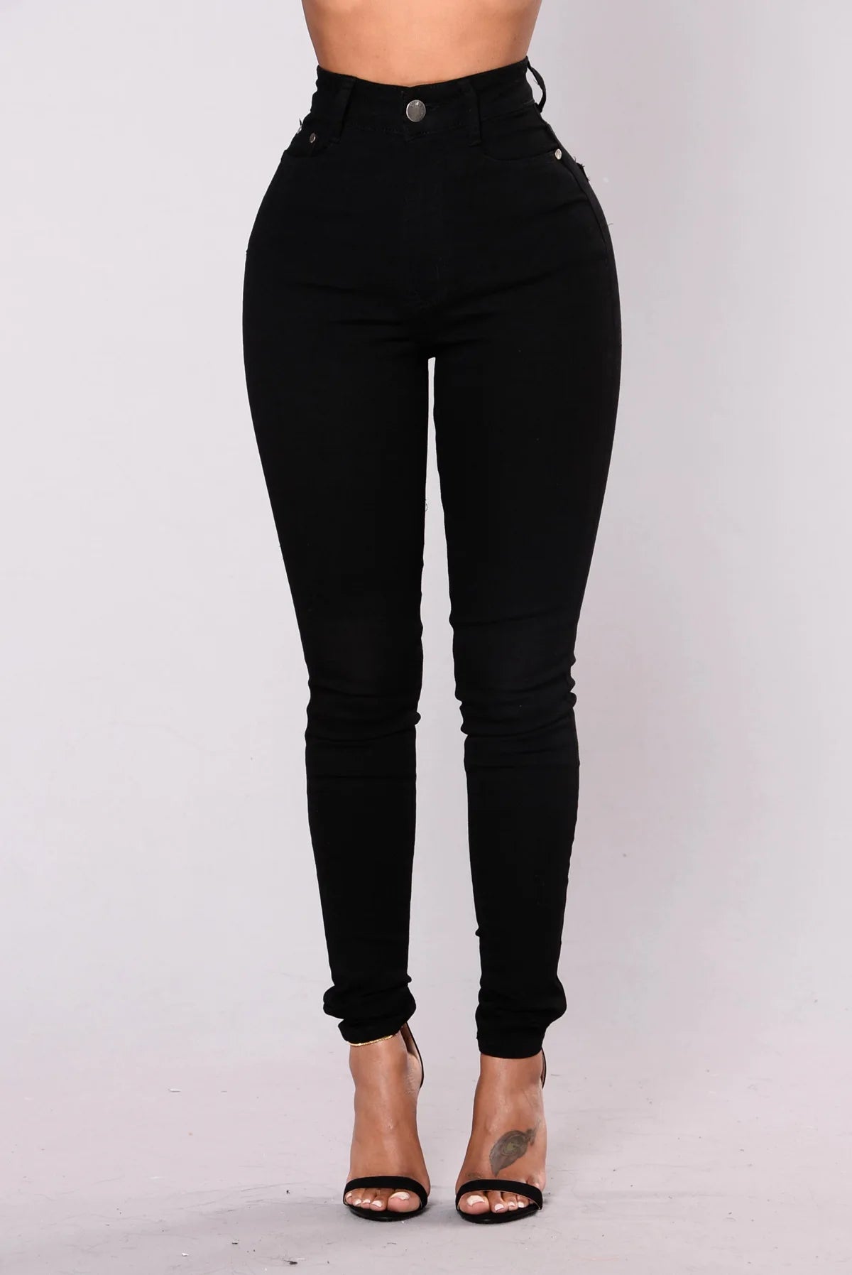 Women High Waist Stretch Hip Lift Denim Skinny Pants Jeans Full Length Sexy Slim Bleachded Solid Color Pants.