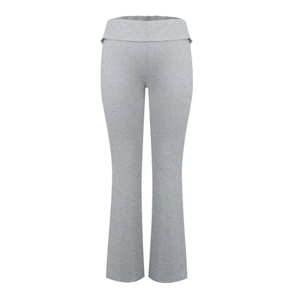 Damenmode, einfarbig, schmale Passform, schmale Reverse-Taille, niedrige Taille, elastische Taille, Schlaghose, Hose für Damen, Damenhose 2024.