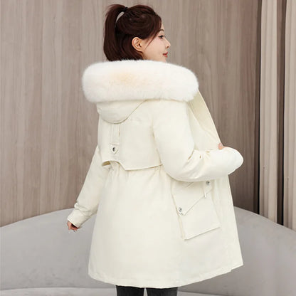 Winter dame Winter Stepp Mantel Abnehmbare Futter Pelz Kragen Gürtel Parka Jacke Für Frauen Verdickt Thermische frauen Mantel.