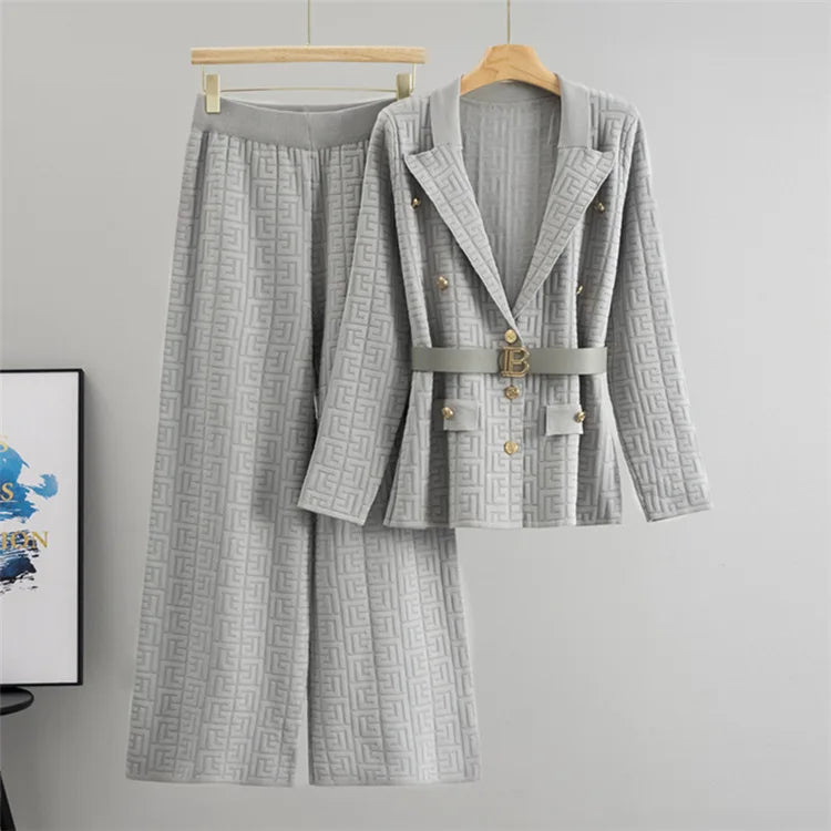 Women Sweater Wide Leg Pant Two Piece Set Muslim Knitted Pullover Casual Knit Outfits Suits Musulman Ensemble Autumn Winter 2025.