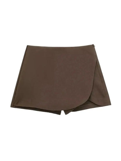 Women Fashion Pareo Style Shorts Skirts Vintage High Waist Side Zipper Female Skort Mujer.