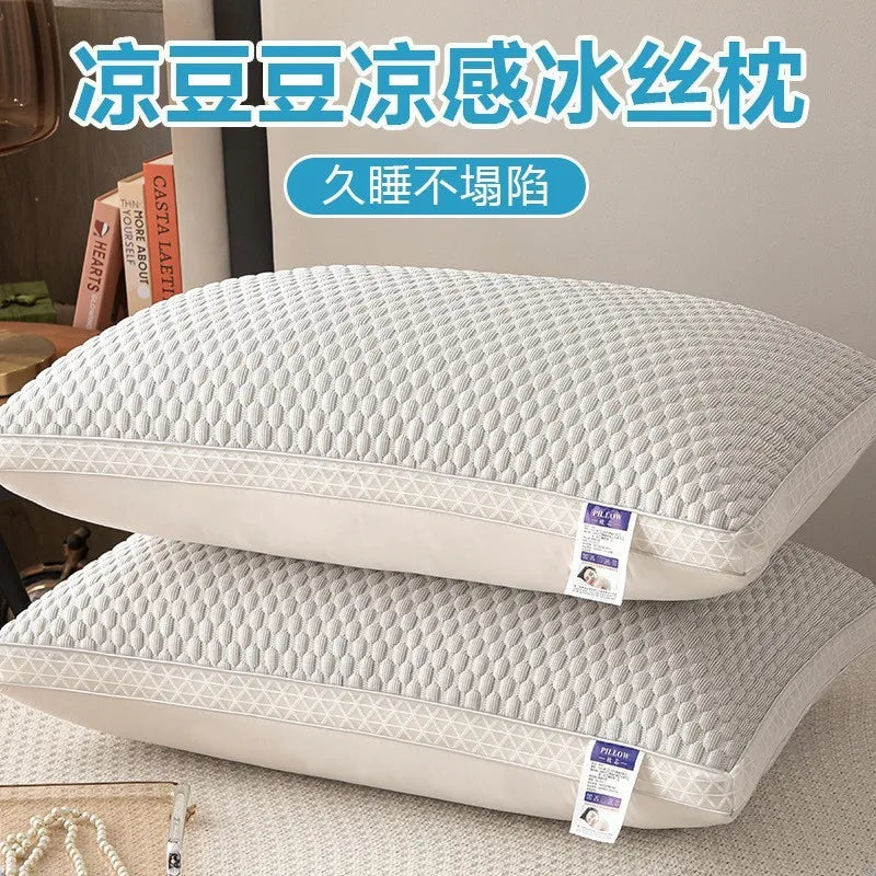 New Hilton Twisted Flower Bread Pillow Feather Velvet Neck Protection Hotel Pillow Core Single Person Not Easy to Collapse.