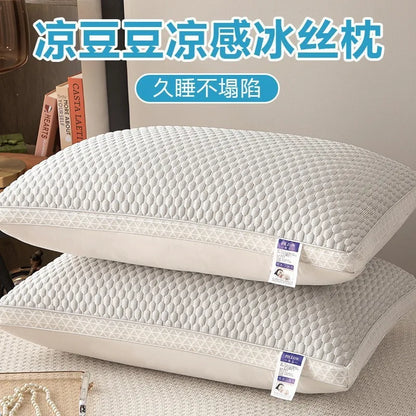 New Hilton Twisted Flower Bread Pillow Feather Velvet Neck Protection Hotel Pillow Core Single Person Not Easy to Collapse.