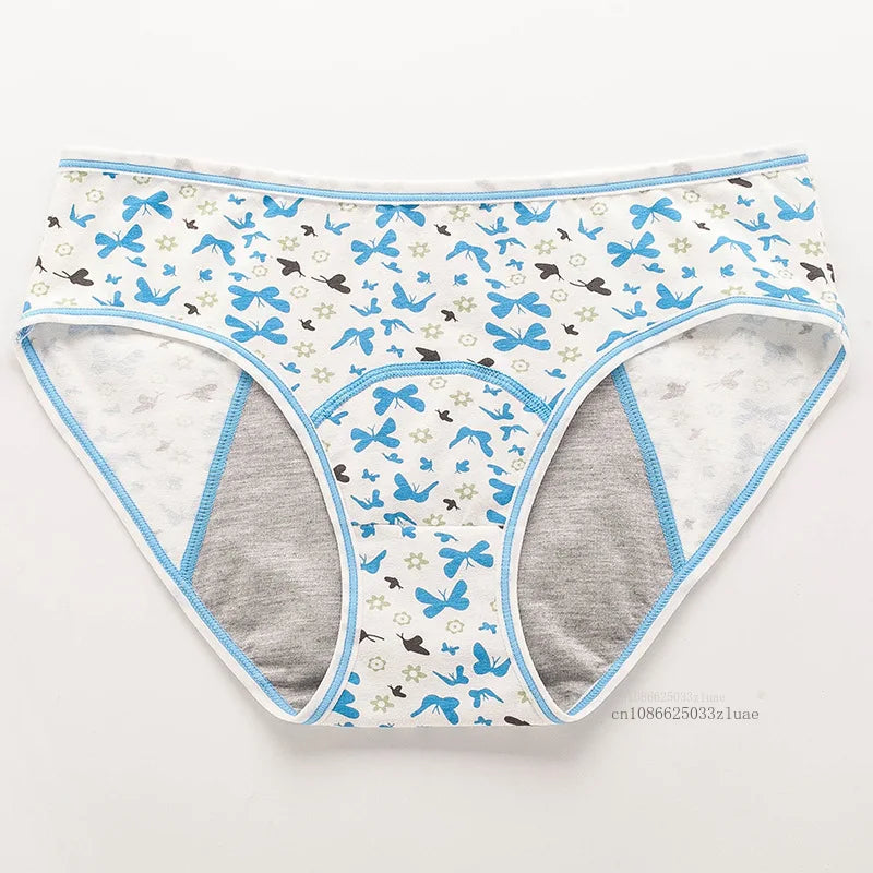 Menstrual Panties Leakproof Ladies Menstrual Pants Women's Cotton Briefs Teenager Student Mid Waist Panties for Menstruation