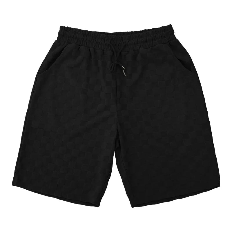 European and American Oversized Fashion Brand Men's Summer New Chessboard Plaid Loose Sports and Leisure Two-Piece Set