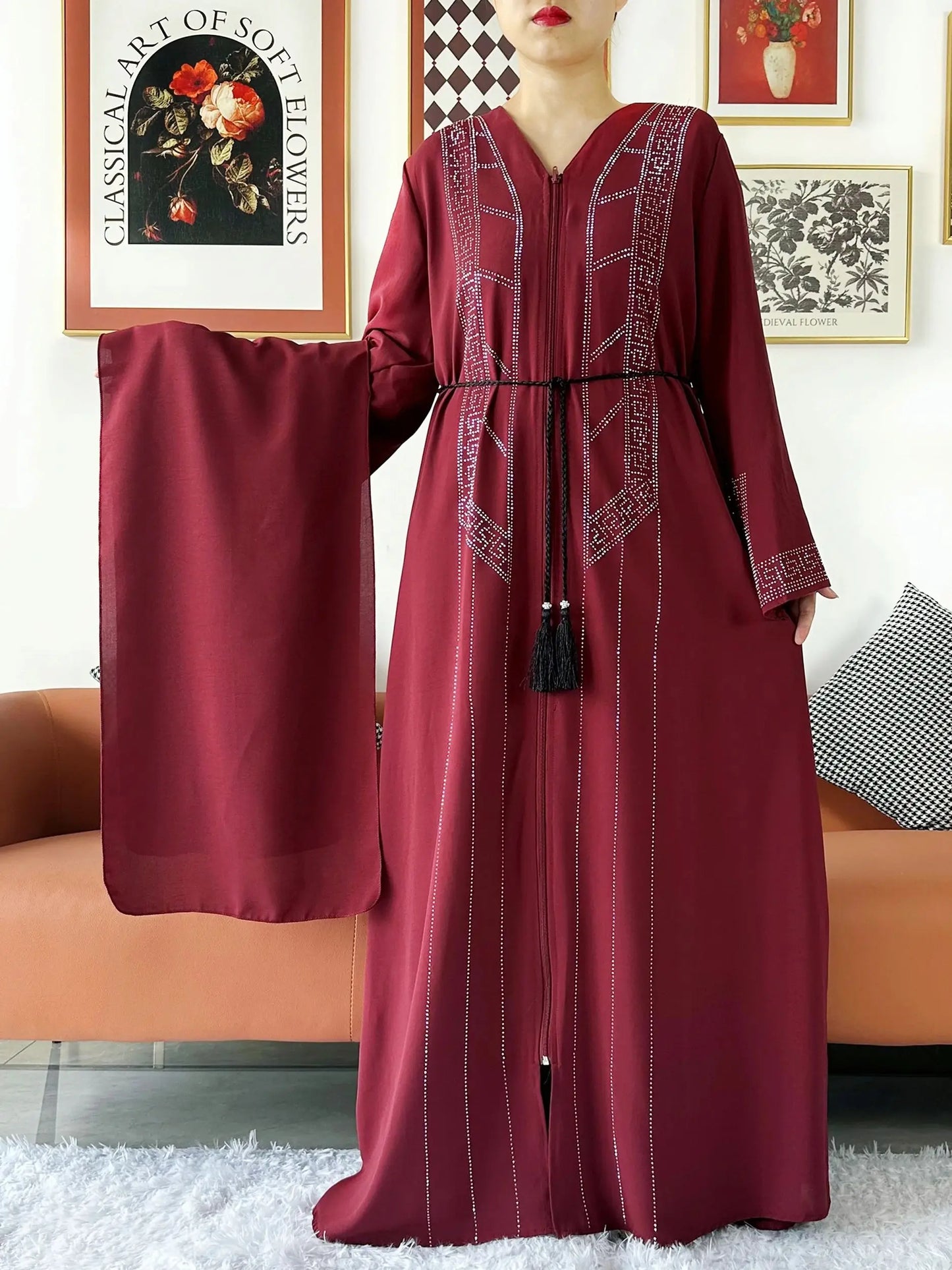 Laxury Design New Women Elegant Dress Chiffon Open Abaya Muslim Women Dress Islamic Clothing Cardigan Abaya Women Muslim Dress