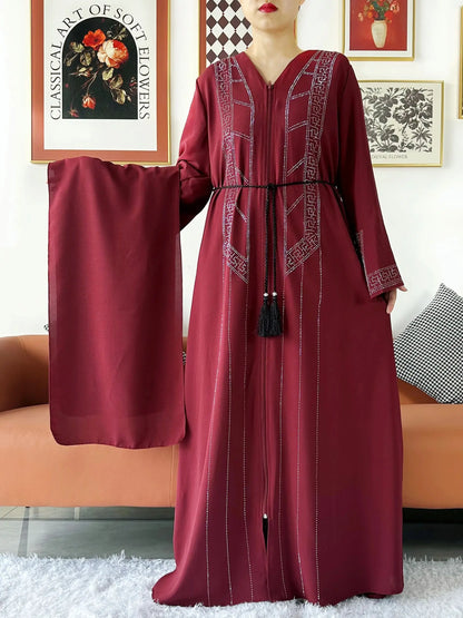 Laxury Design New Women Elegant Dress Chiffon Open Abaya Muslim Women Dress Islamic Clothing Cardigan Abaya Women Muslim Dress