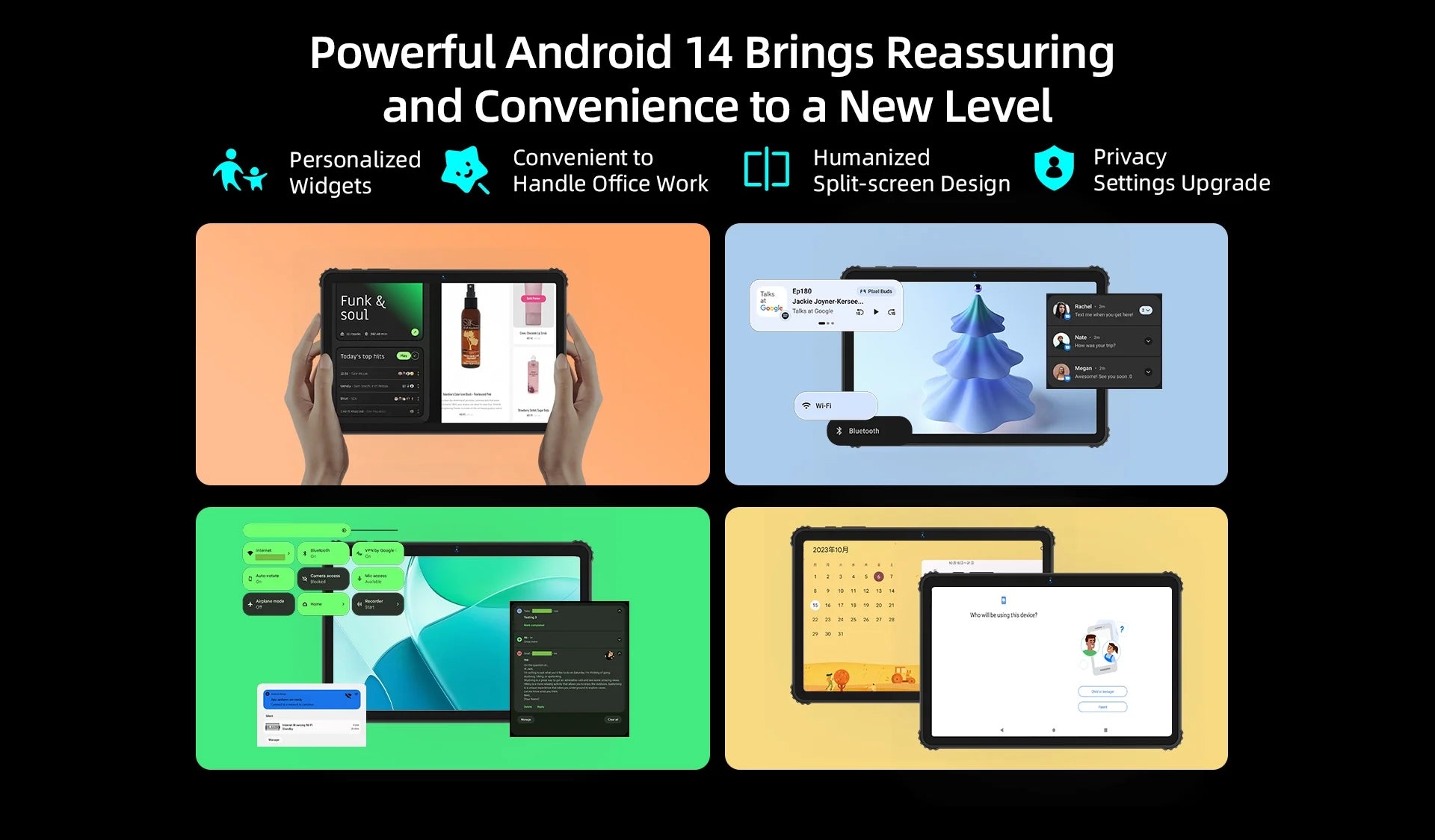 BMAX tablet I10S Pro Three-proof tablet Max14GB Memory(6GB+8GB) 128GB Storage Android 14 UNISOC T616 ARM Mail G57 4G Full Netcom.
