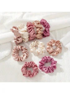 16 piece set of random color and size women's solid color large intestine headband high elasticity headband, soft satin headband.