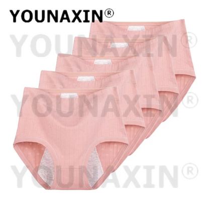 5 Pieces Women Menstrual Period Underwear Big Size Briefs Lingerie Undies Cotton Large High Waist Panties XL 2XL 3XL 4XL 5XL 6XL.