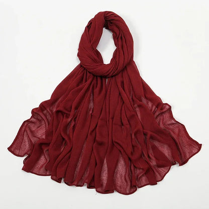 New Crinkle Rayon Hijab Muslim Scarf Women Solid Shawl Big Size Headscarf Islamic Turban Plain Foulard Headband Wrap.